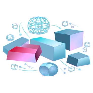 A collection of different metals arranged in a visually striking manner, showcasing various shapes and textures. Each metal is represented by a distinct sample, such as a shiny silver ingot, a reddish-copper piece, a dull gray block, and a gold nugget. The atomic structure of each metal is illustrated as intricate, stylized lattice patterns surrounding the samples, emphasizing their bonding characteristics. Fine lines connect the different samples, indicating the variations in atomic arrangements, with some samples exhibiting cubical structures while others display more complex formations. The background features a subtle gradient, enhancing the metallic shine of each piece.