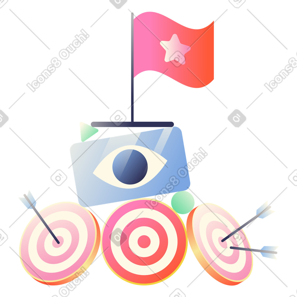 Illustration Mission vision objectifs, hiérarchie stratégique de l'entreprise, feuille route l'entreprise dans le style Beam à télécharger aux formats PNG, SVG