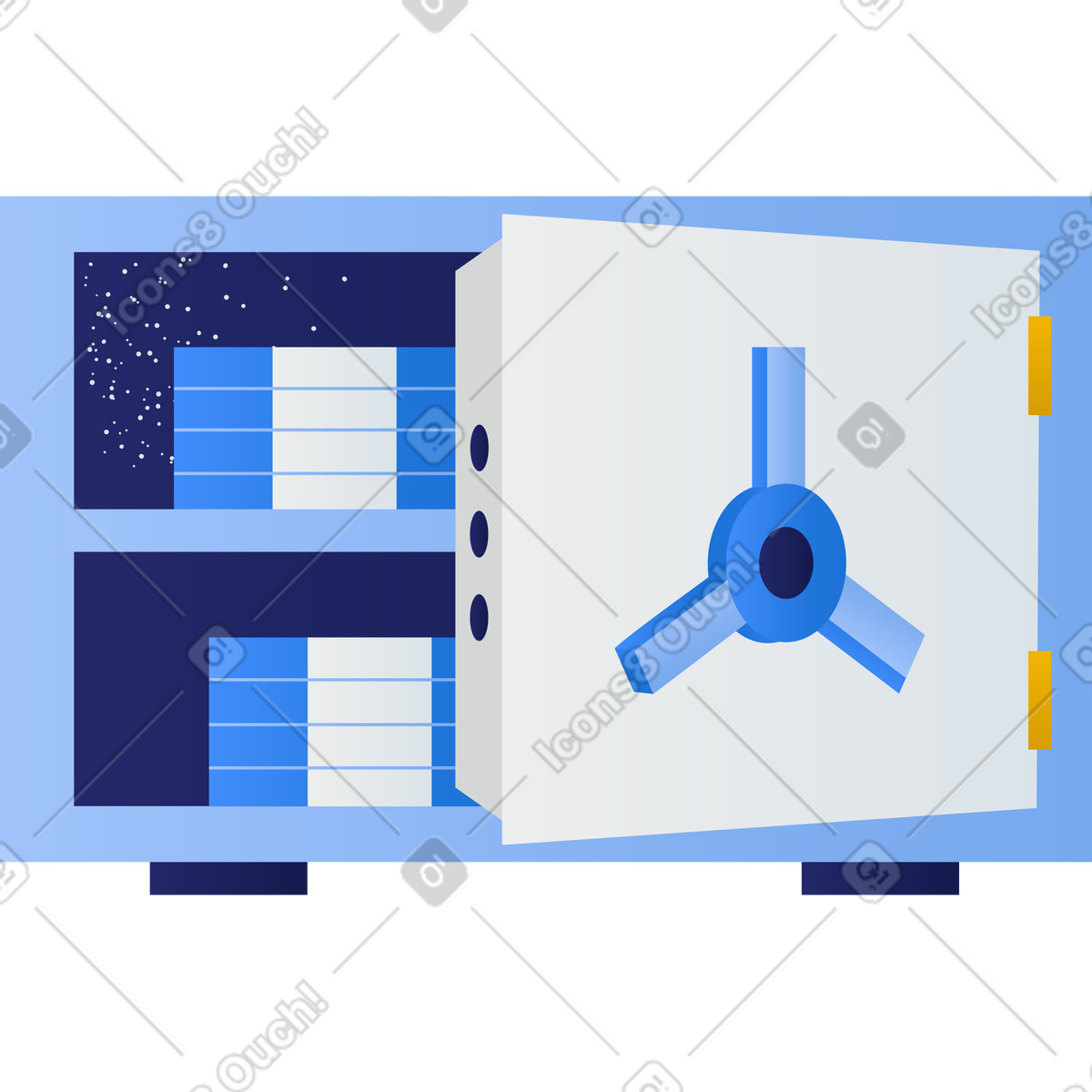 Safe mit geld öffnen-Illustration im Clip-Stil als Download in PNG, SVG
