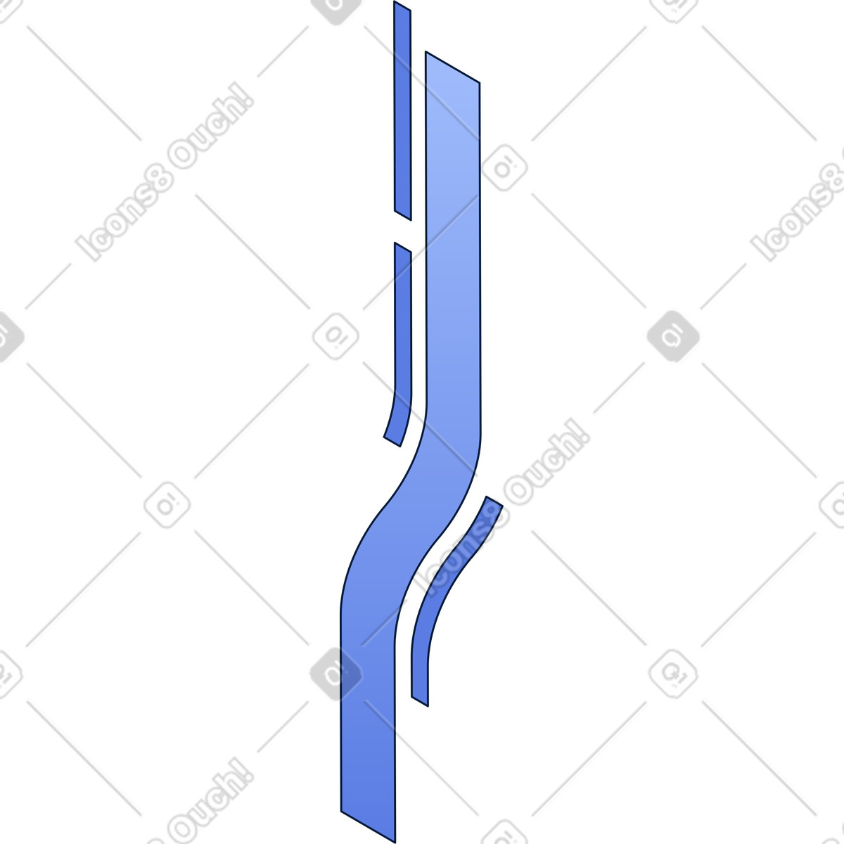 Illustration Rectangles courbes isométriques verticaux dans le style Neat à télécharger aux formats PNG, SVG