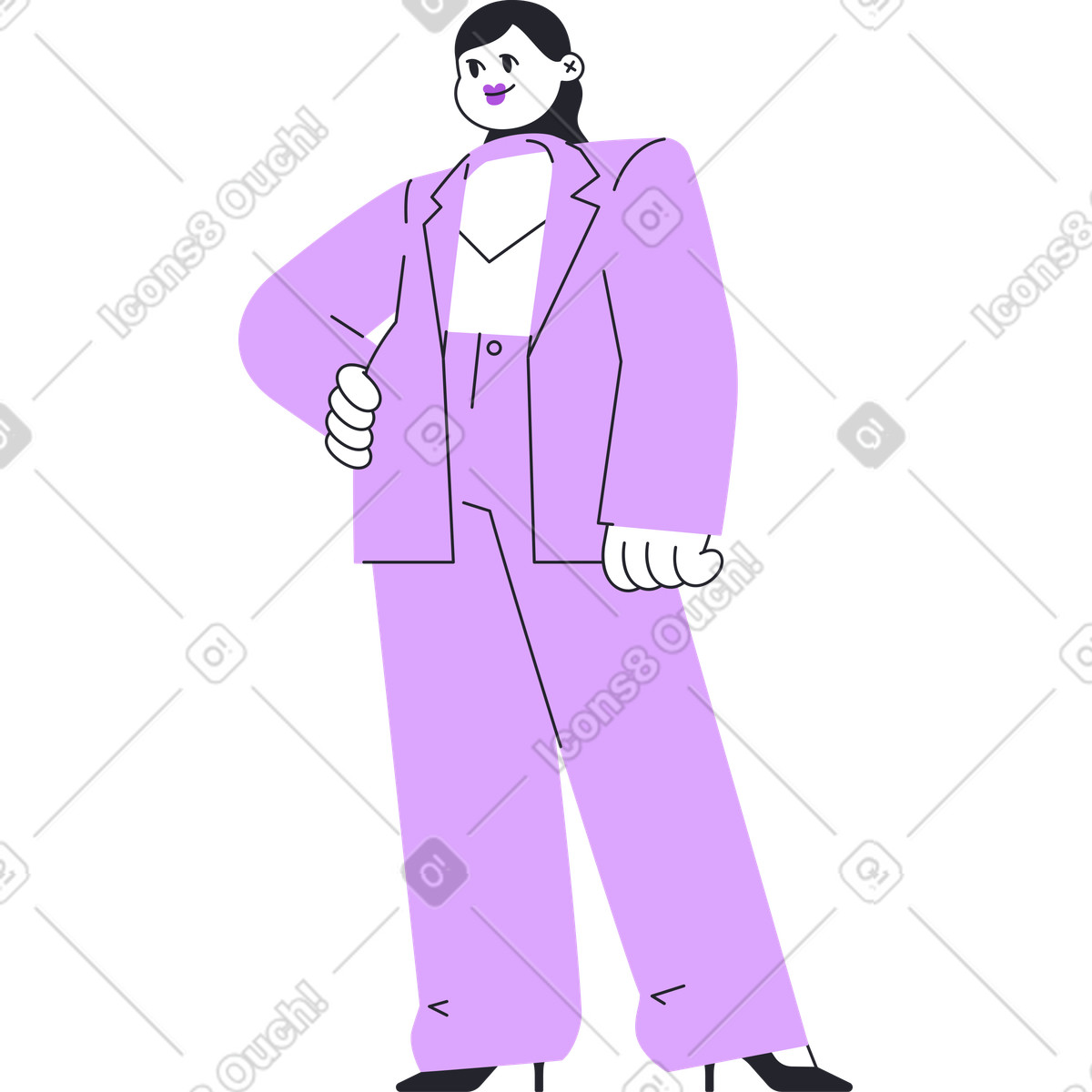 Donna in piedi smoking illustrazione stile Grapy scarica PNG, SVG
