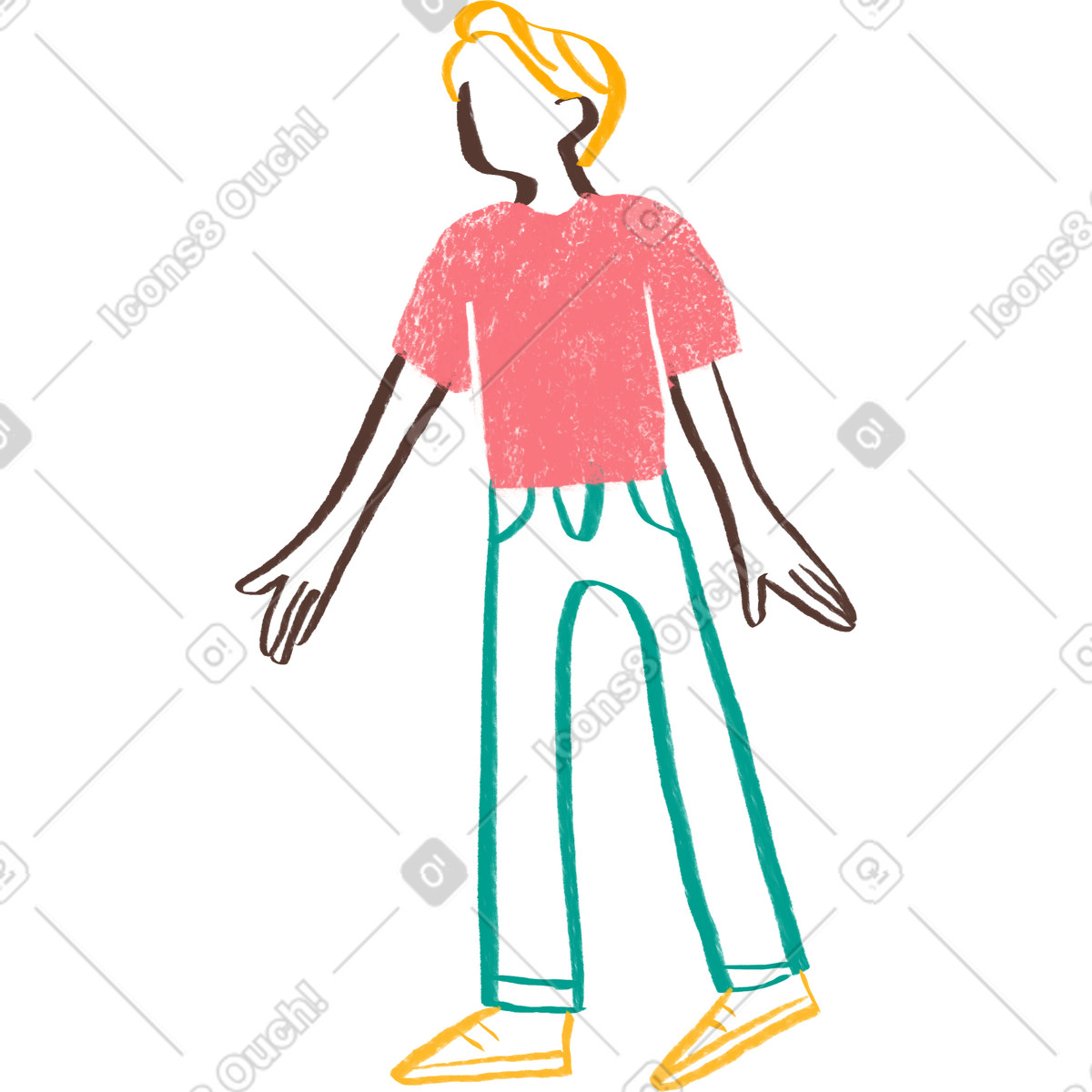 Blond man with his hand outstretched illustration in Company style download in PNG, SVG