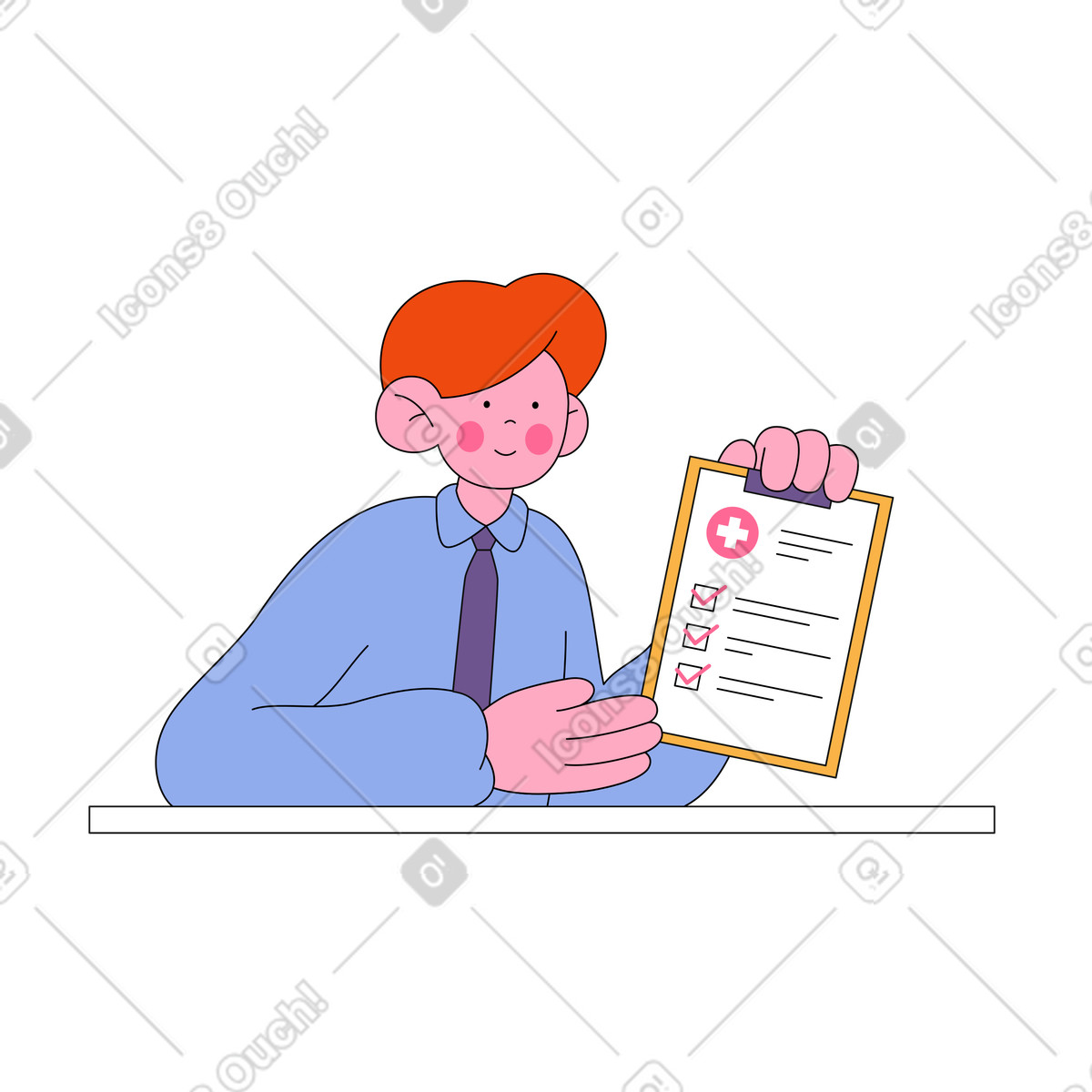 Man offers insurance illustration in Bloom style download in PNG, SVG
