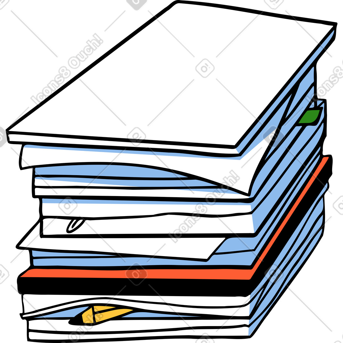 Stapel papiere-Illustration im Comic-Stil als Download in PNG, SVG