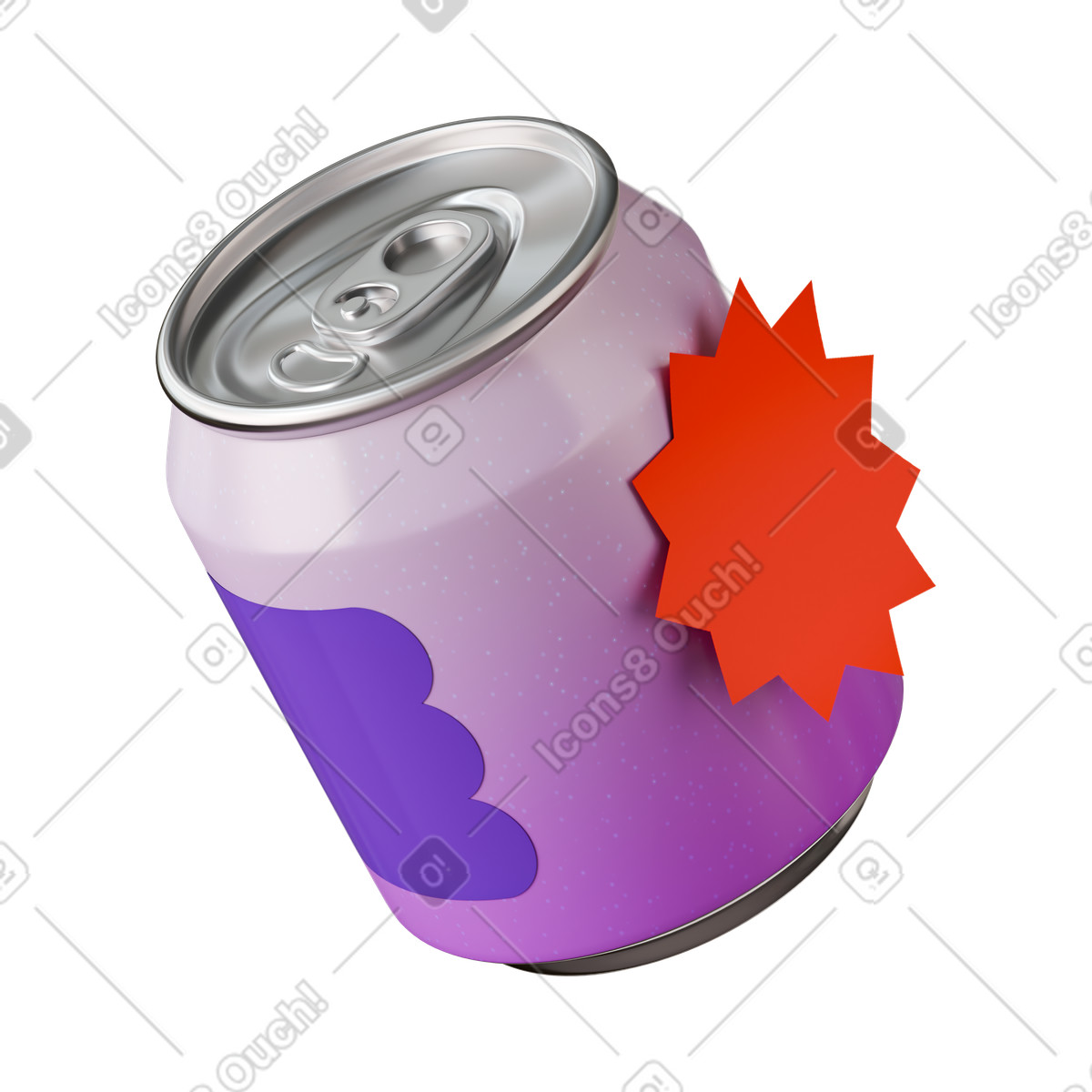 Soda can illustration in 3D Stickle style download in PNG, SVG