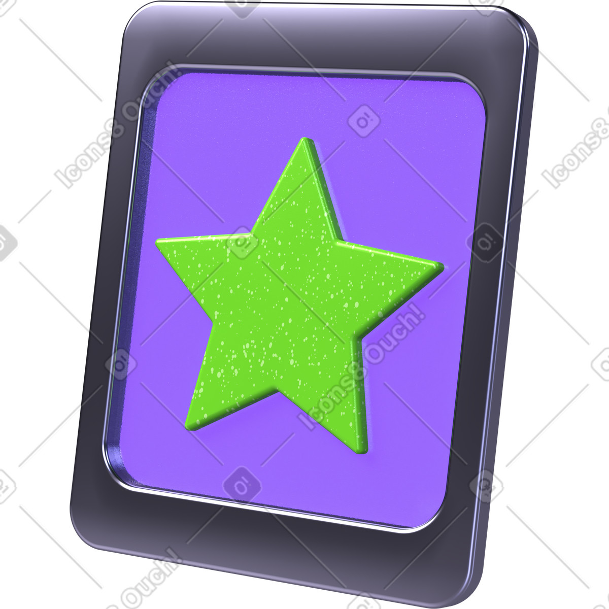 Favorite item marker, product rating badge, green star tile illustration in 3D Boost style download in PNG, SVG