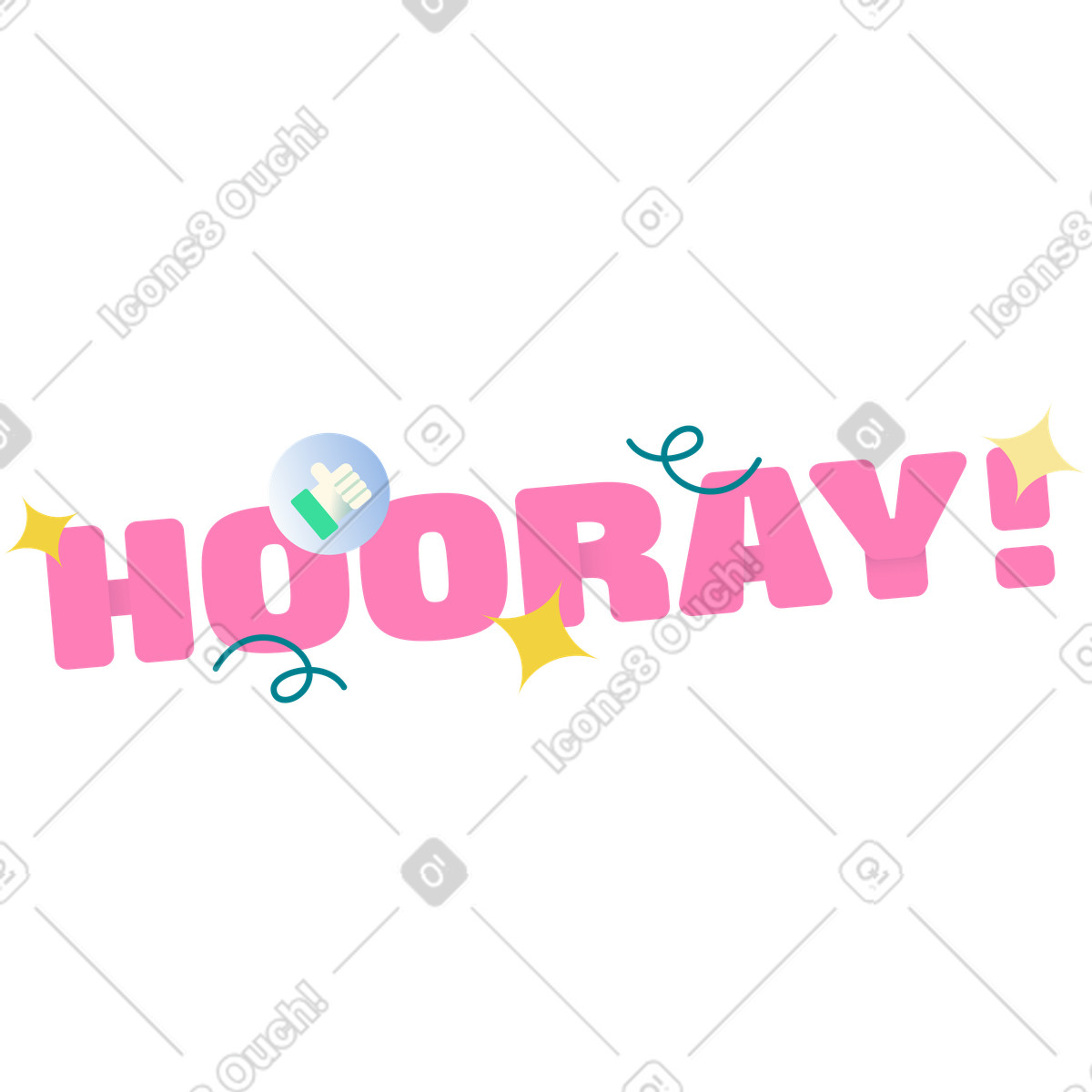 Ilustración Bold hooray lettering with sparkles, Milestone celebration concept en estilo Beam a descargar en PNG y SVG