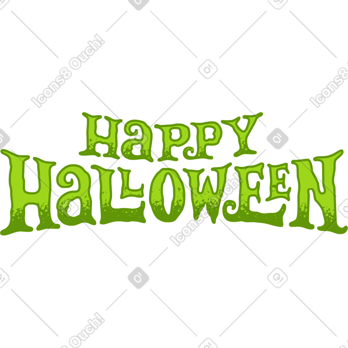 Lettering happy halloween green text illustration in style download in PNG, SVG