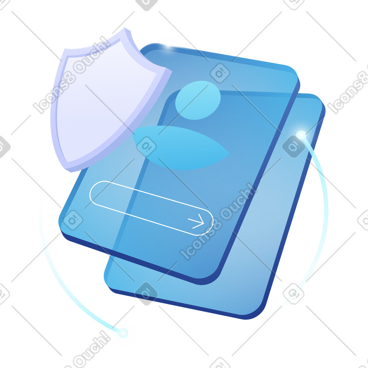 Quantum 스타일의 Security shield protecting user account login screen 일러스트레이션 PNG, SVG 다운로드