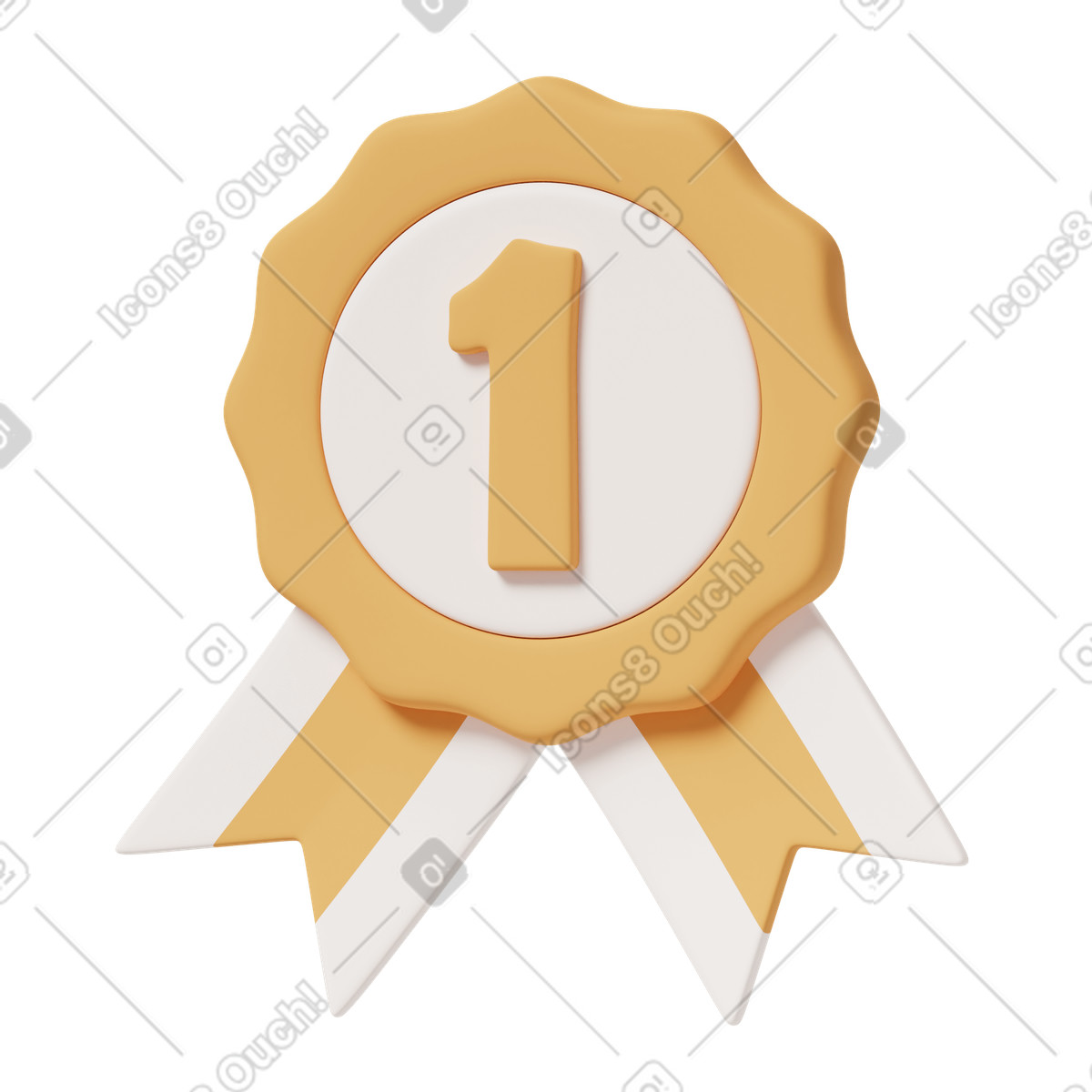 3D Casual life スタイルの First place badge with two ribbons のイラストをPNG、SVG形式でダウンロード