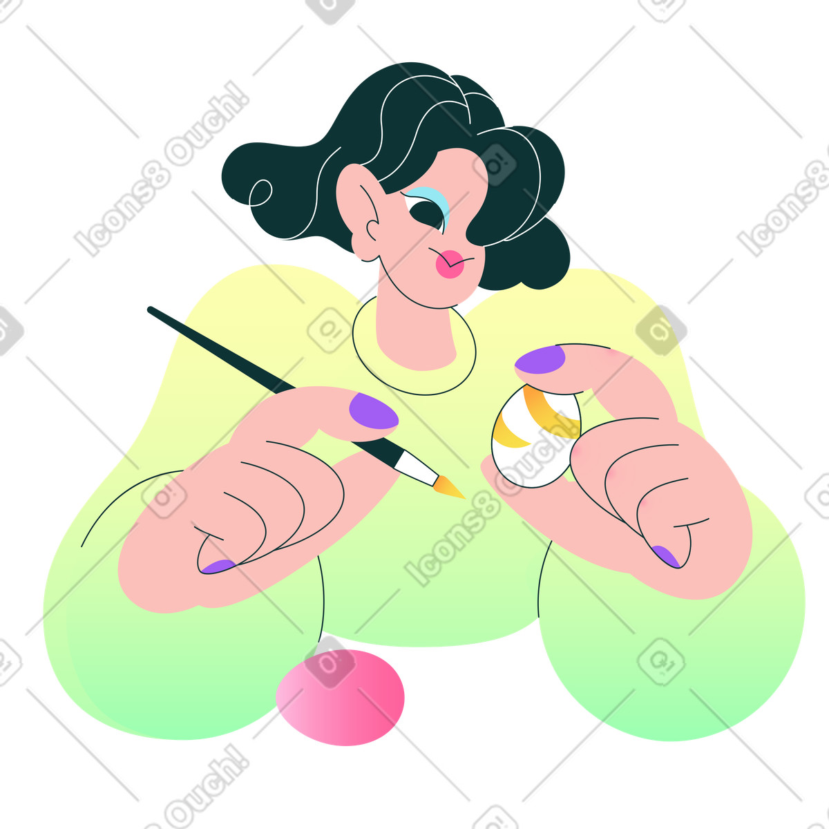 Florid 스타일의 Watercolor egg painting, easter crafts and diy activity 일러스트레이션 PNG, SVG 다운로드