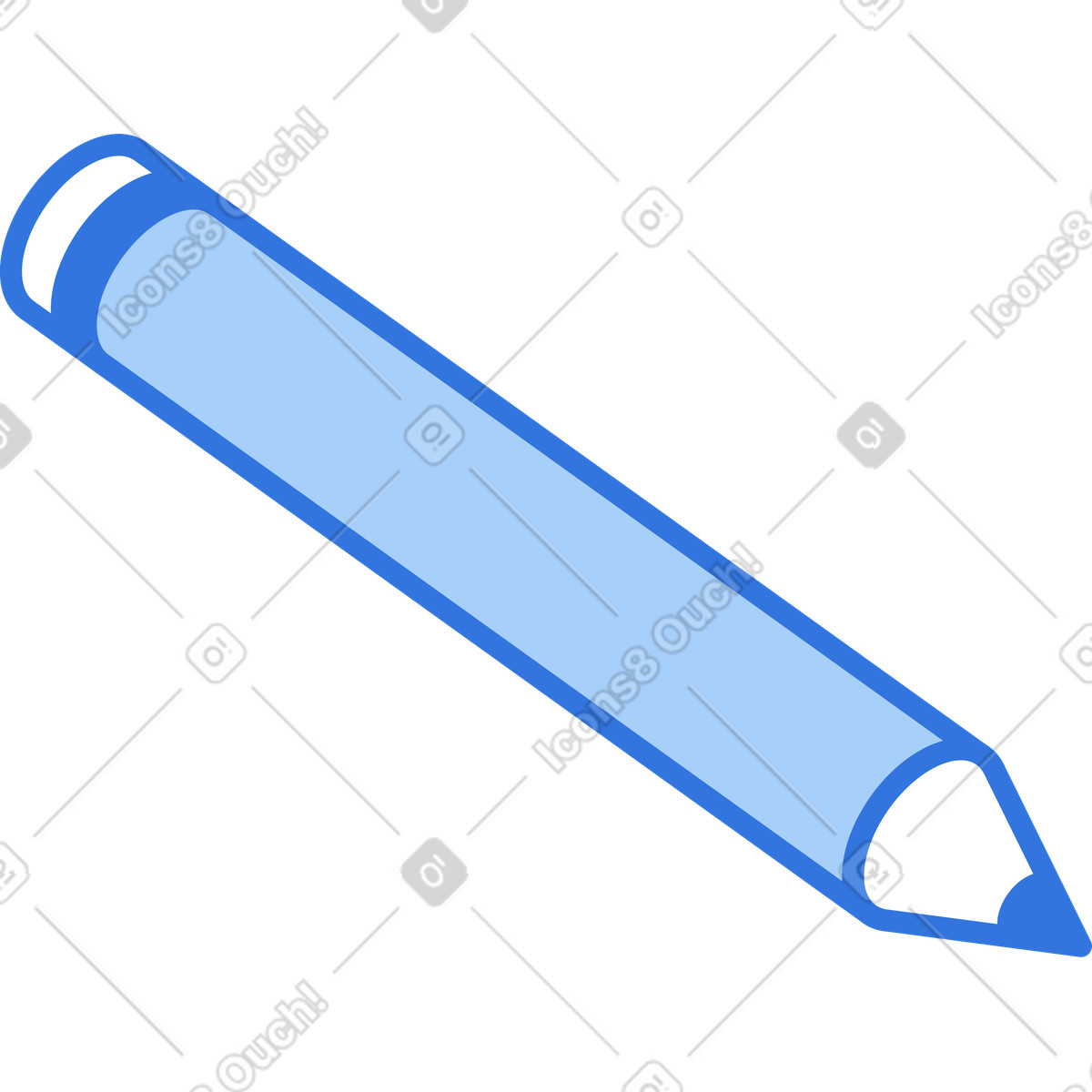 Drawing pencil with blue body and white eraser top illustration in Sky style download in PNG, SVG
