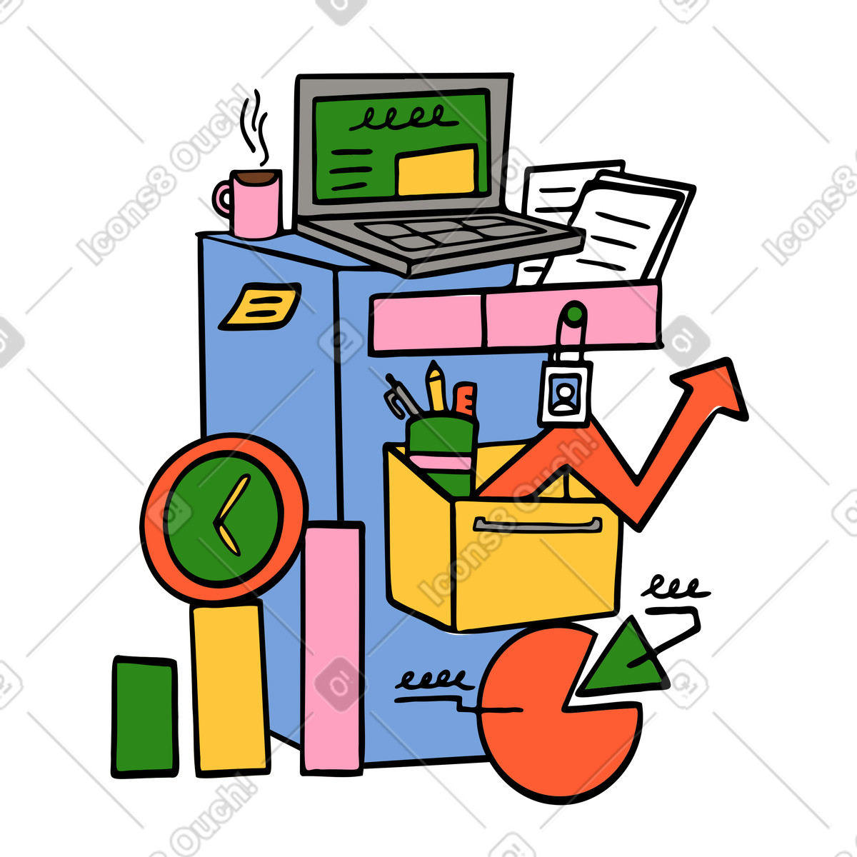 Ilustração de Carga de trabalho: office essentials e business analytics em PNG e SVG