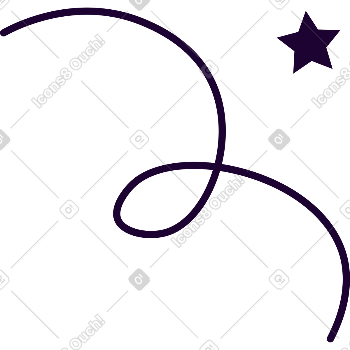 Curva decorativa con stella illustrazione in stile Martina scarica in PNG, SVG