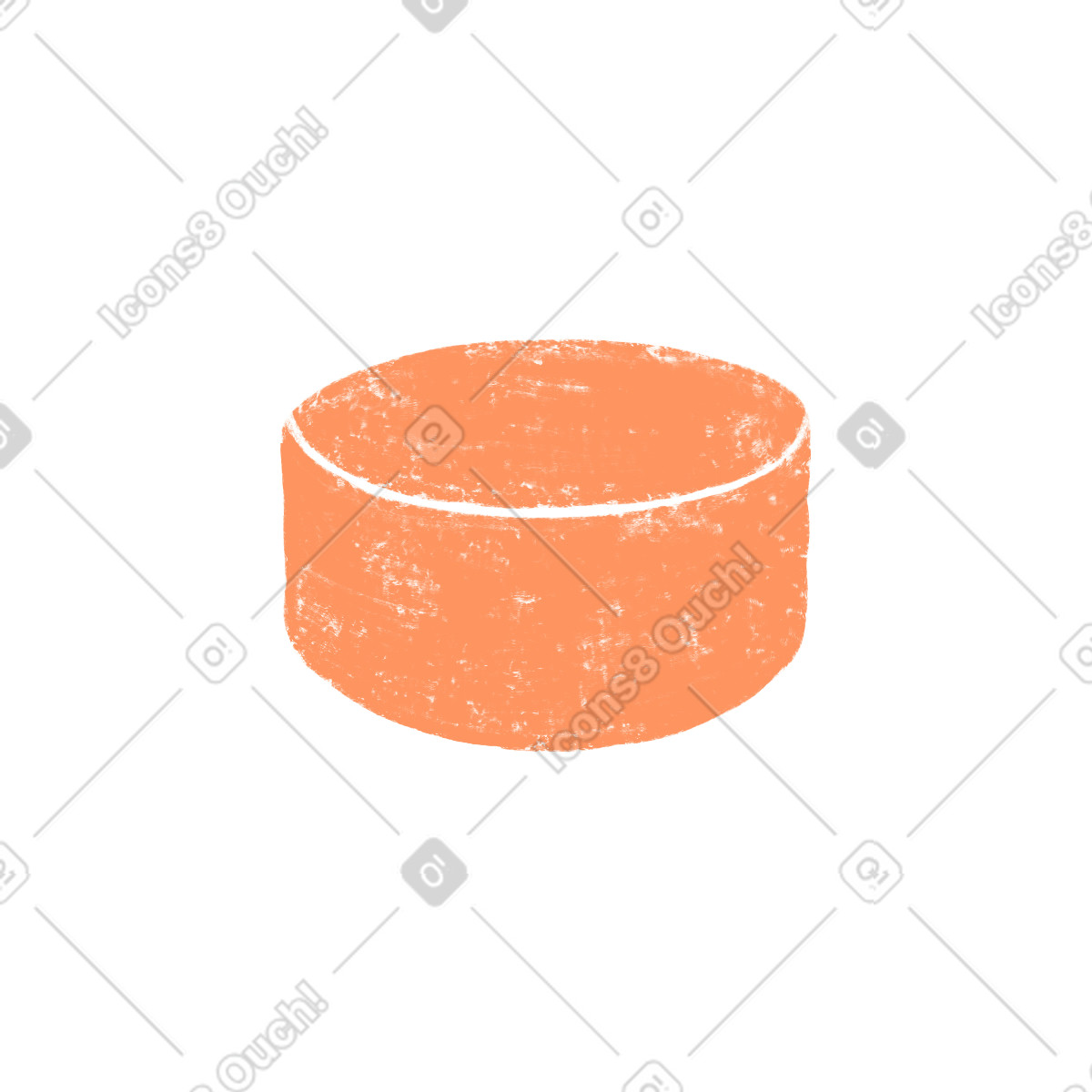 Orange round figure illustrazione in stile Chalky scarica in PNG, SVG