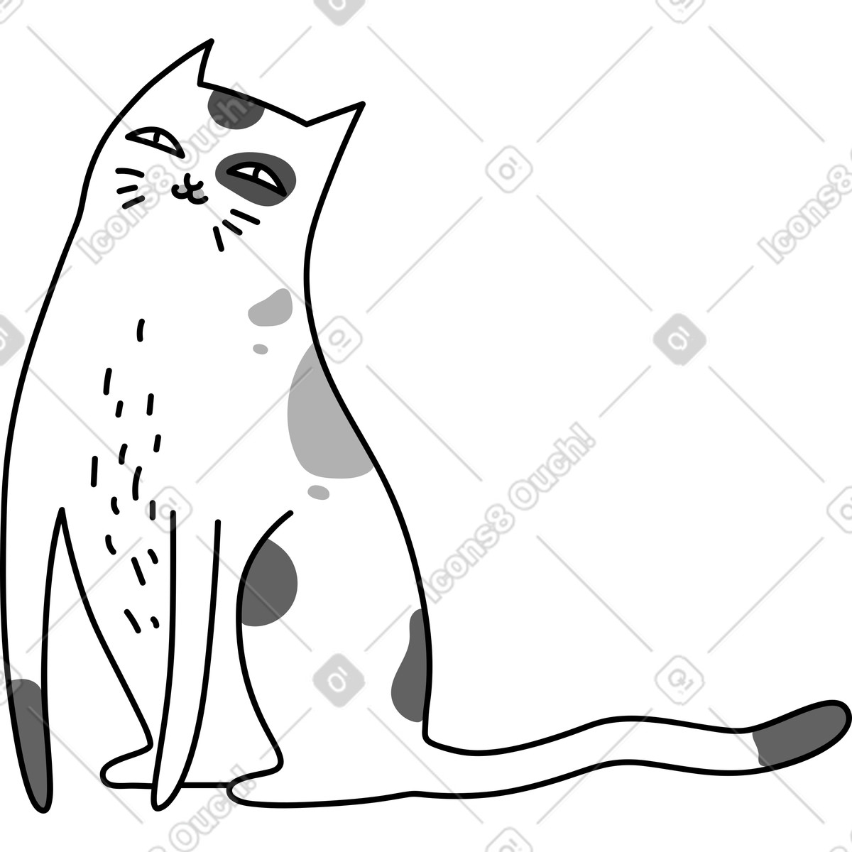 Cat illustration in Purr style download in PNG, SVG