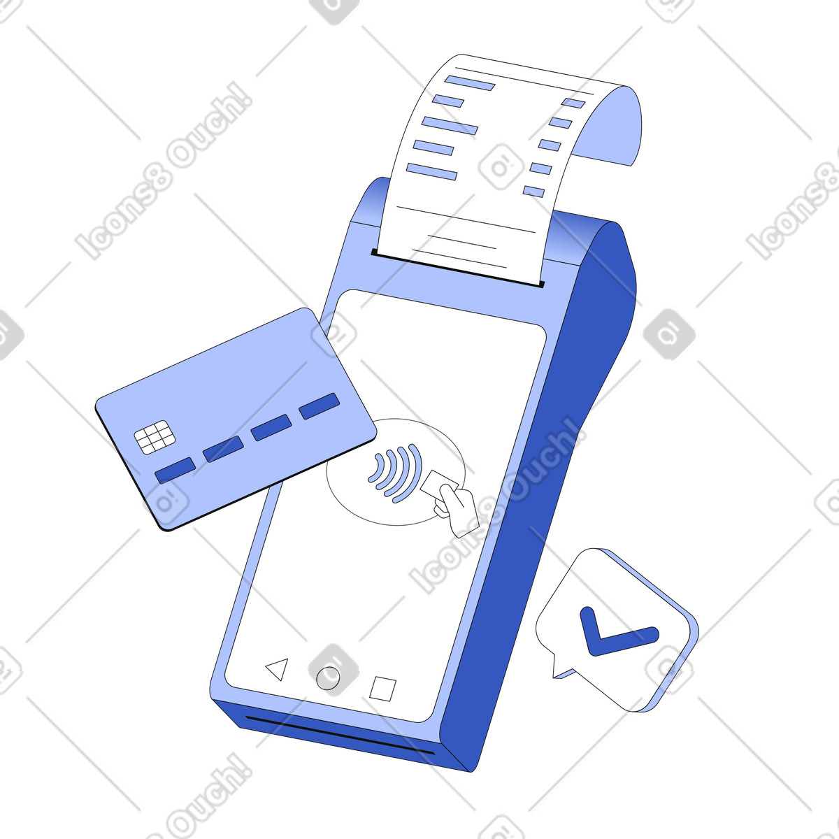 Payment by card using a terminal illustration in PNG, SVG