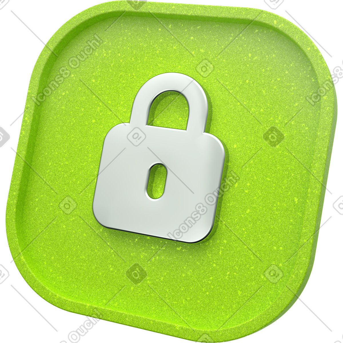 3D green security icon, padlock button, app protection symbol illustration in PNG, SVG