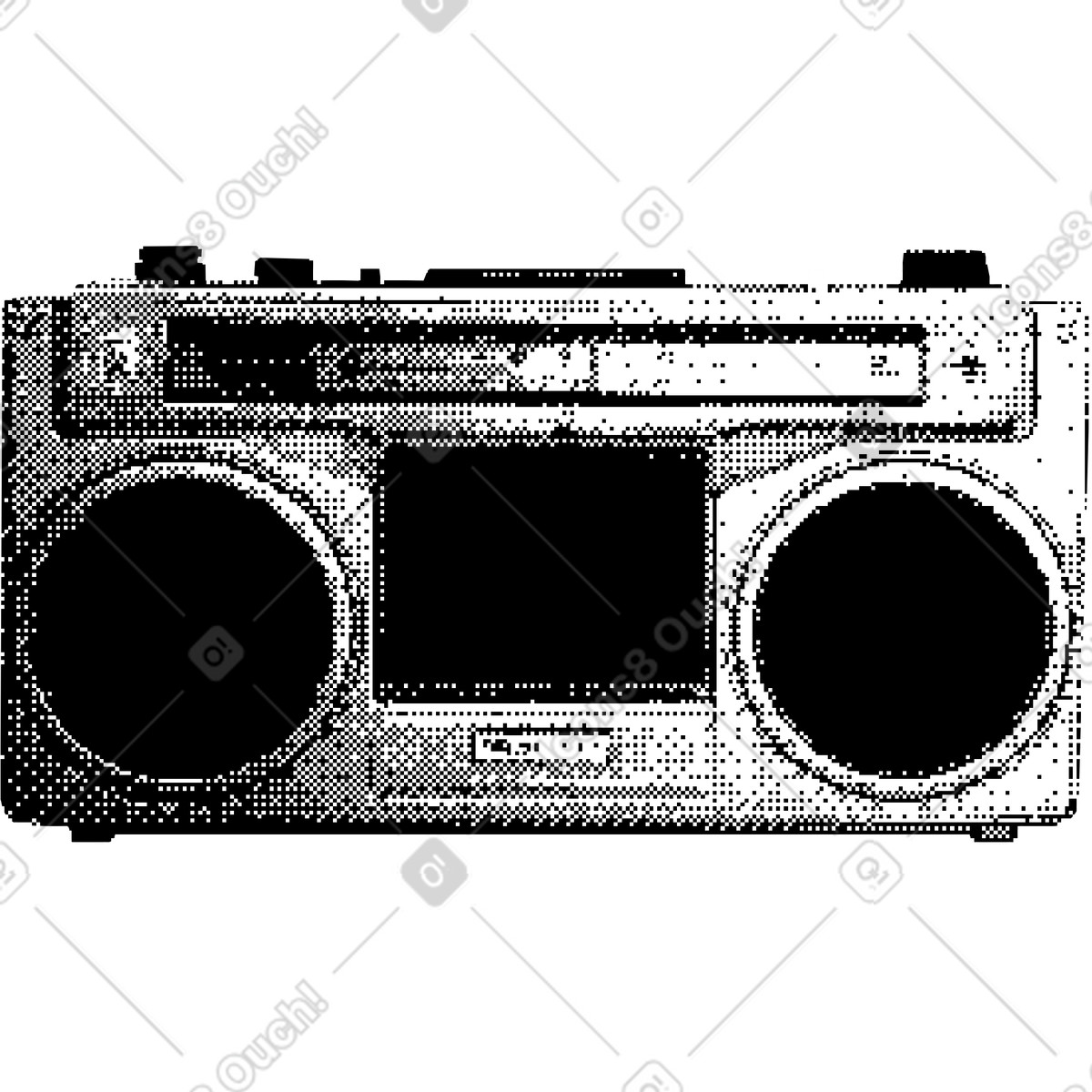 Ilustración Estéreo portátil de audio en estilo Bitmap a descargar en PNG y SVG