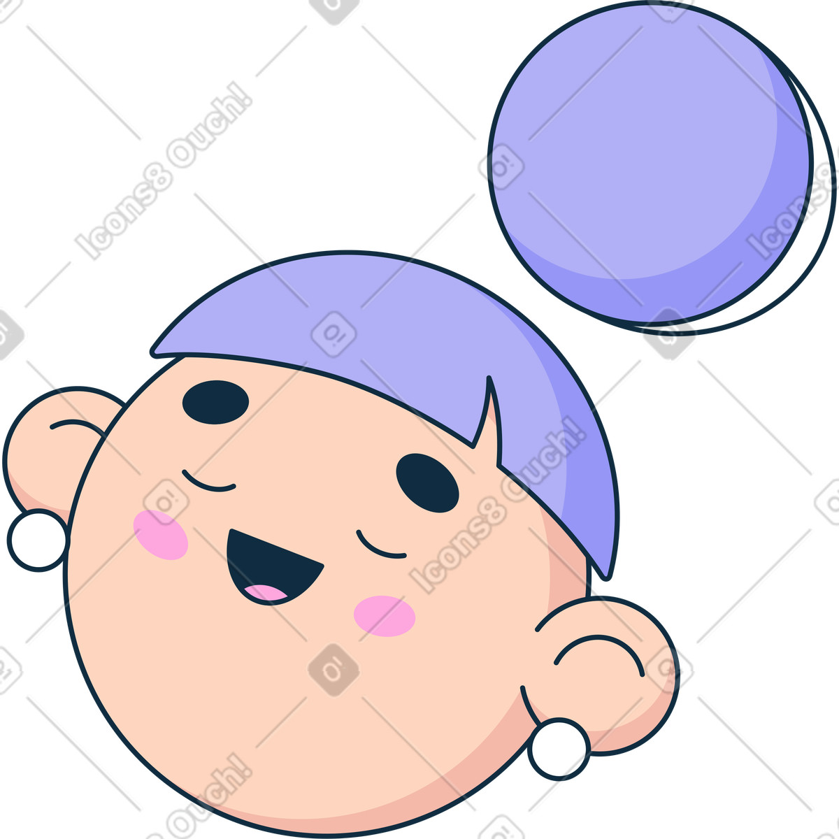 Ilustración Cabeza de mujer con los ojos cerrados en estilo Bubble gum a descargar en PNG y SVG