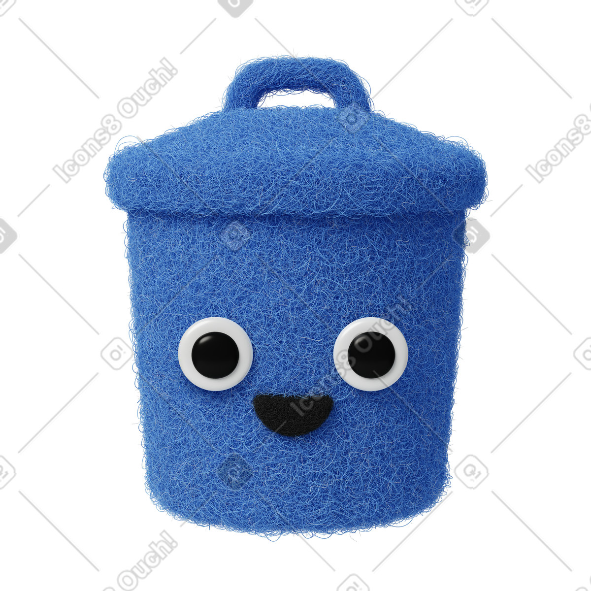 Illustration Cute trash bin dans le style Fuzzy à télécharger aux formats PNG, SVG