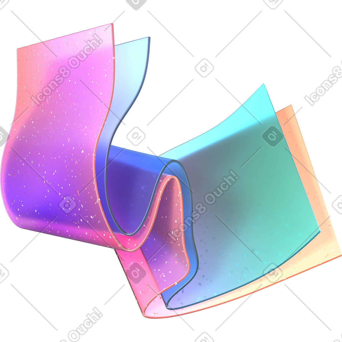 Illustration Longs rectangles pliés dans le style 3D Glassy à télécharger aux formats PNG, SVG
