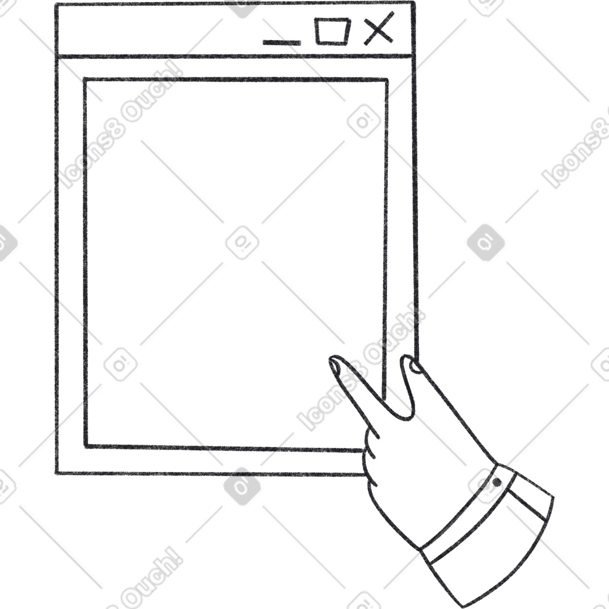 Ilustración Clics manuales en la ventana del navegador estilo Bonbon Line a descargar PNG y SVG
