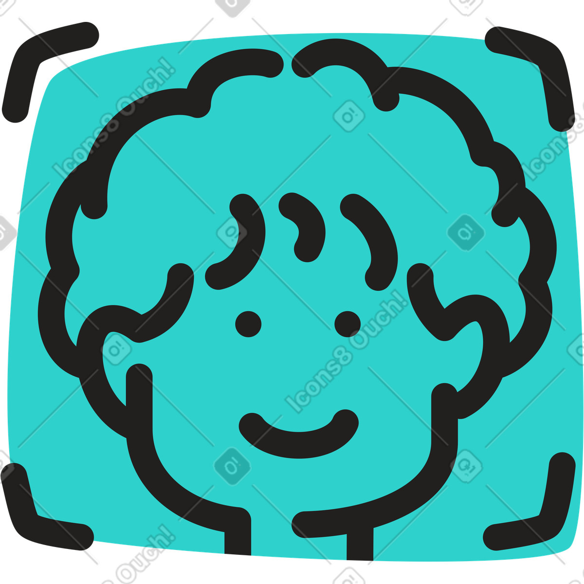 Volto maschile in cornice di riconoscimento illustrazione stile Little scarica PNG, SVG