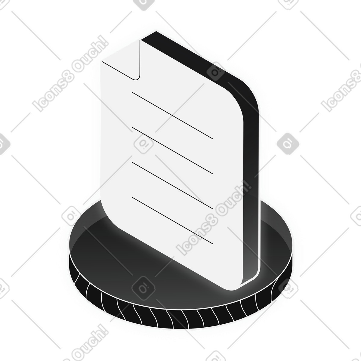 Digital document file icon with text content lines illustration in Inverse style download in PNG, SVG