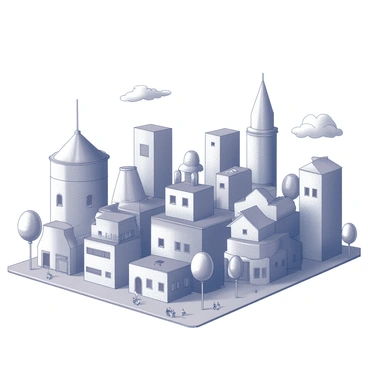 A whimsical cityscape where all the buildings are made of cork