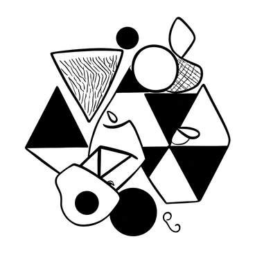 A variety of geometric shapes, including triangles, circles, and squares, arranged in a layered composition. The shapes have varying sizes and are positioned closely together to create a sense of depth. Each shape features intricate patterns and textures, emphasizing their form. Some shapes overlap each other, creating dynamic intersections. The overall arrangement communicates a balanced yet complex design, inviting the viewer to explore the interplay of each element.