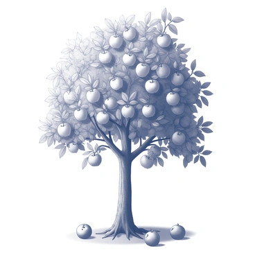 A fruit-laden apple tree with ripe apples hanging from the branches