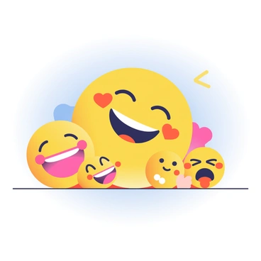 A group of various emojis is depicted, with a large, smiling emoji in the center leading the others. Surrounding it are bright and cheerful emojis, such as a laughing emoji, a heart-eyed emoji, and a thumbs-up emoji, all in vibrant colors. They are collectively facing a sad emoji, which has downturned eyes and a frown. The smiling emoji appears to be pushing gently against the sad emoji, emphasizing the act of support. The background features a soft gradient that transitions from light blue at the top to light yellow at the bottom, creating a lighthearted atmosphere.