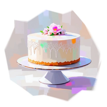 A vintage-style gateau is displayed on a delicate porcelain cake stand. The cake features intricate lace patterns made from white frosting, elegantly draping down the sides. Soft pastel hues of pale pink, mint green, and light lavender are subtly blended into the frosting, creating a gentle ombre effect. The top of the gateau is adorned with small edible flowers and delicate sugar pearls, adding to its refined appearance. The scene is softly lit, highlighting the textures of the frosting and the intricate details of the lace patterns.