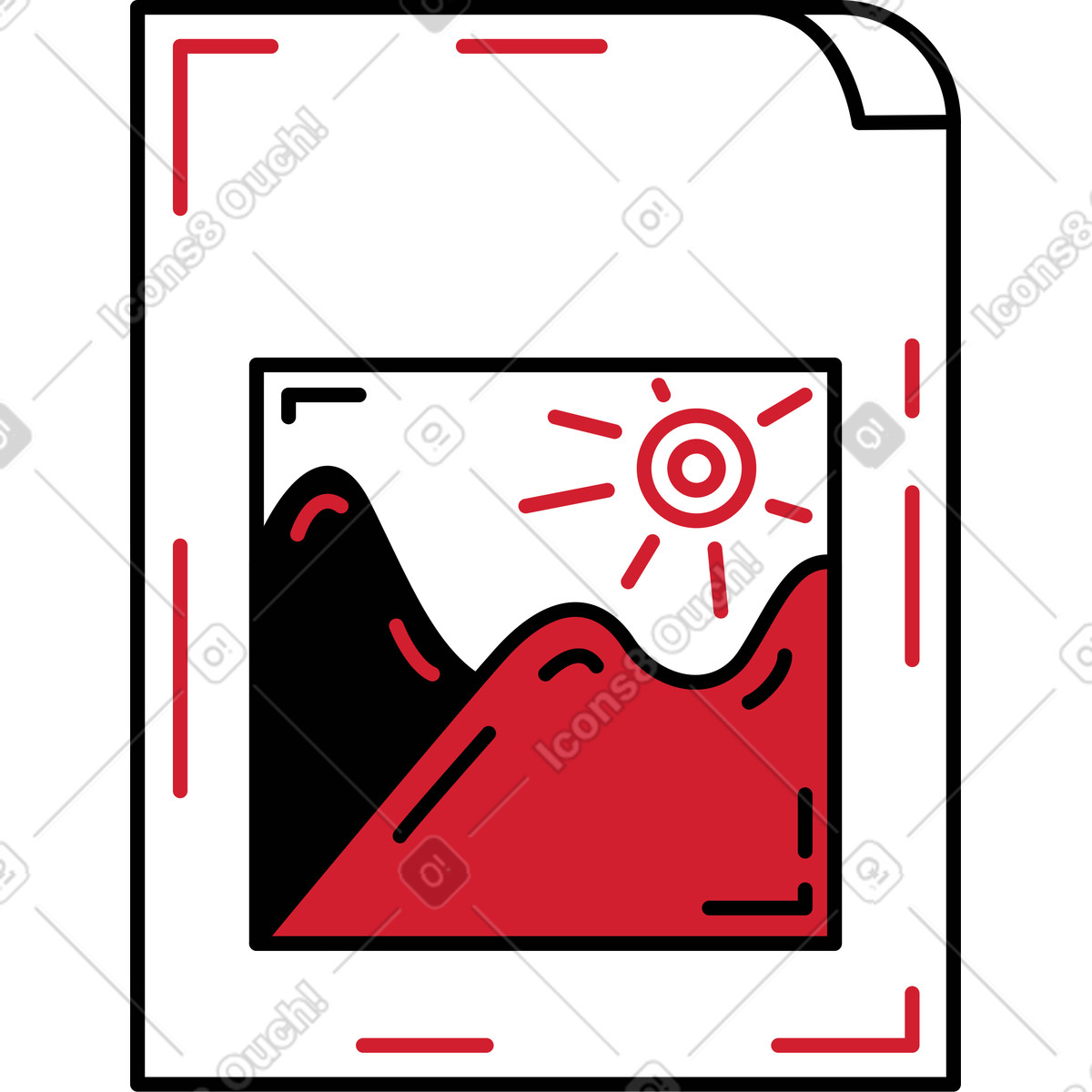 Document with day photo illustration in PNG, SVG