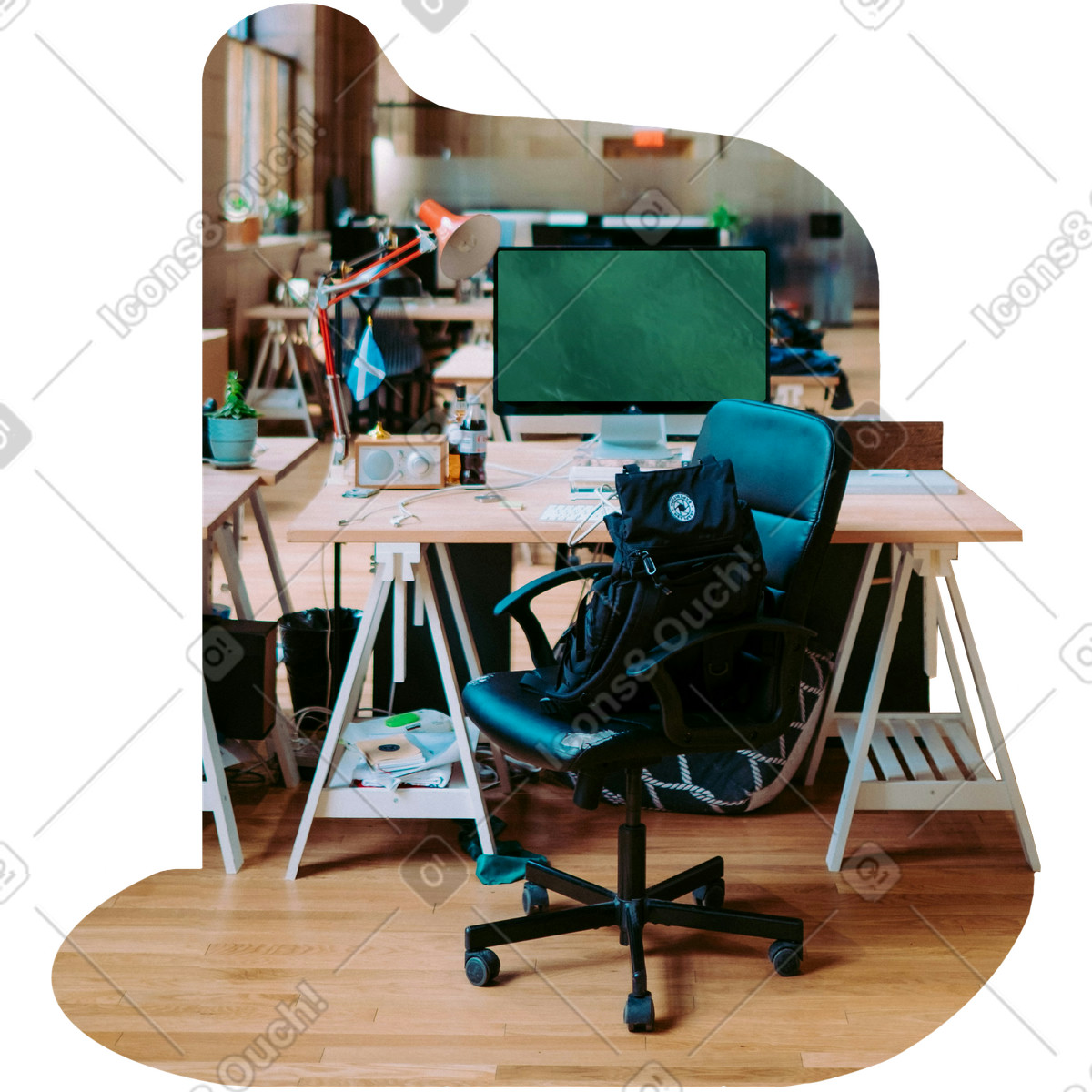 Background of coworking space illustration in Everyday style download in PNG, SVG
