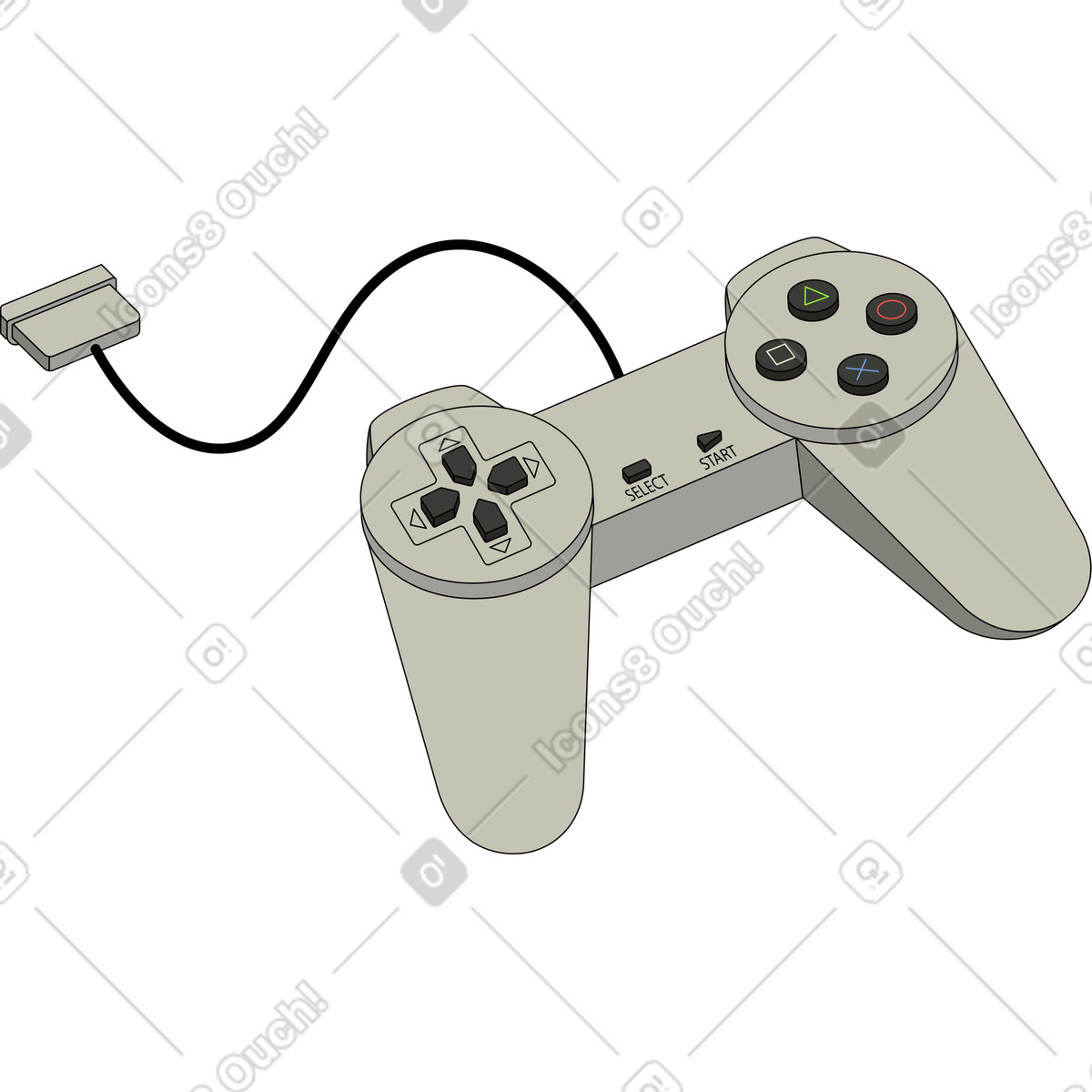 Ilustración Mando con cable en estilo Retro a descargar en PNG y SVG