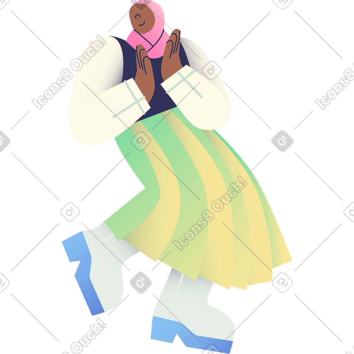 Illustration Fille qui tape dans ses mains le style Beam à télécharger aux formats PNG, SVG