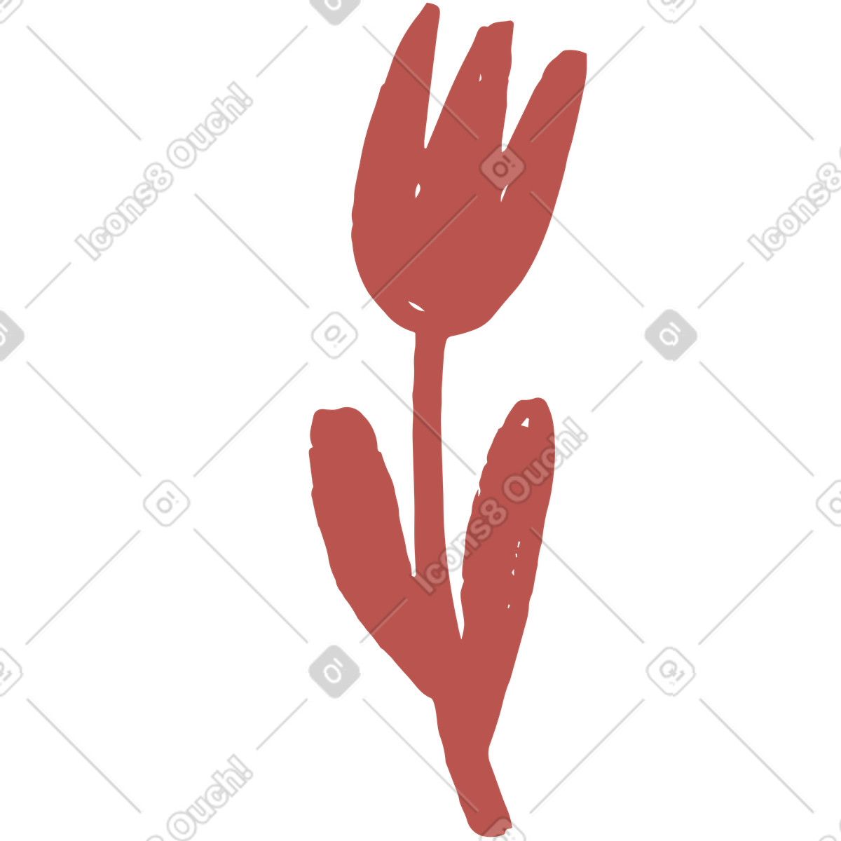 Ilustración Red-colored tulip en estilo Scandi a descargar en PNG y SVG