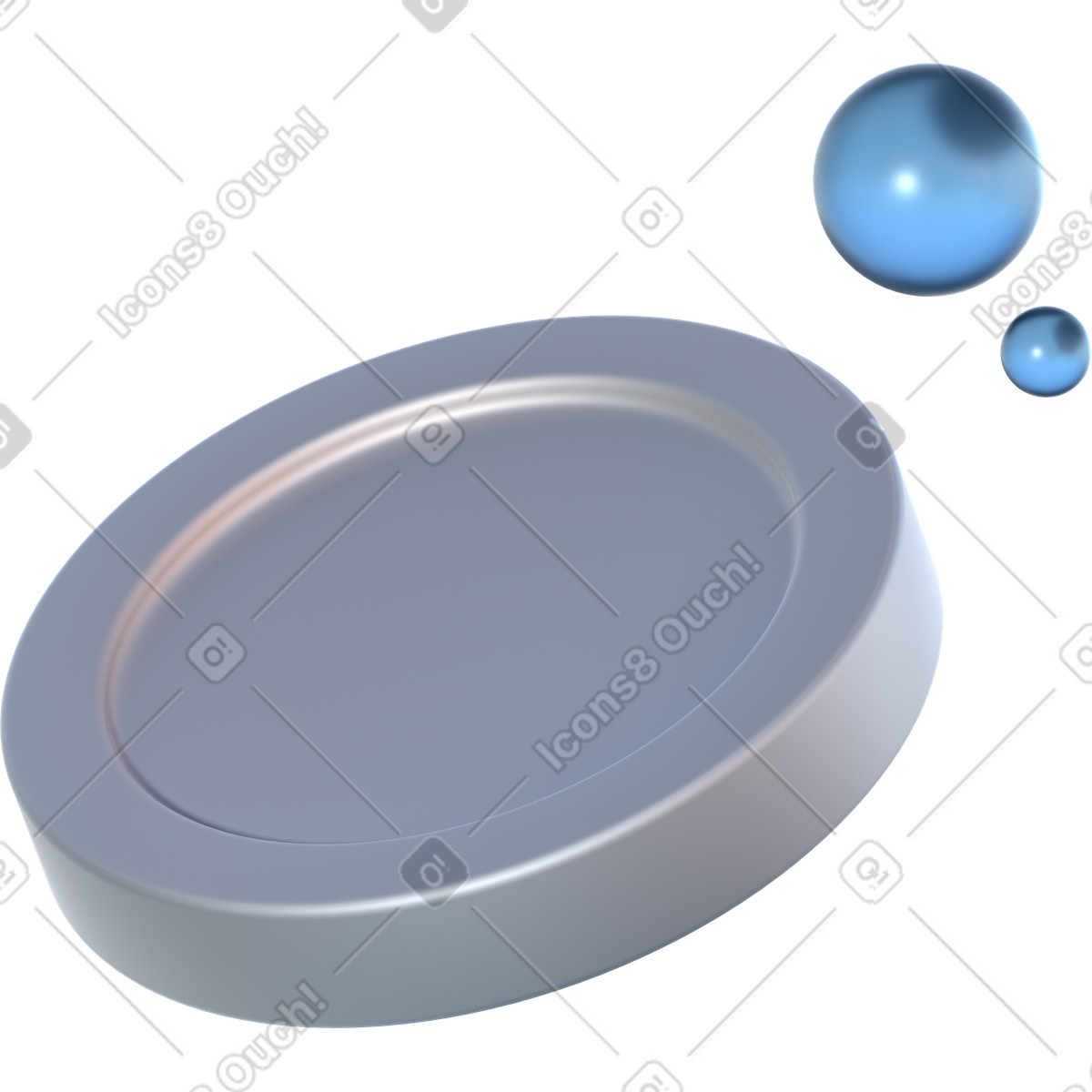 Ilustração de Metal coin and two glass spheres em no estilo 3D Glassy para baixar em PNG, SVG