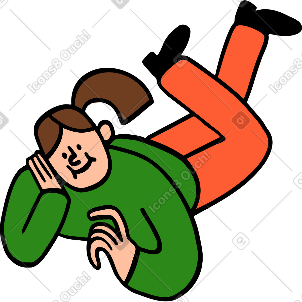 Junge frau liegt auf dem bauch-Illustration im Comic-Stil als Download in PNG, SVG