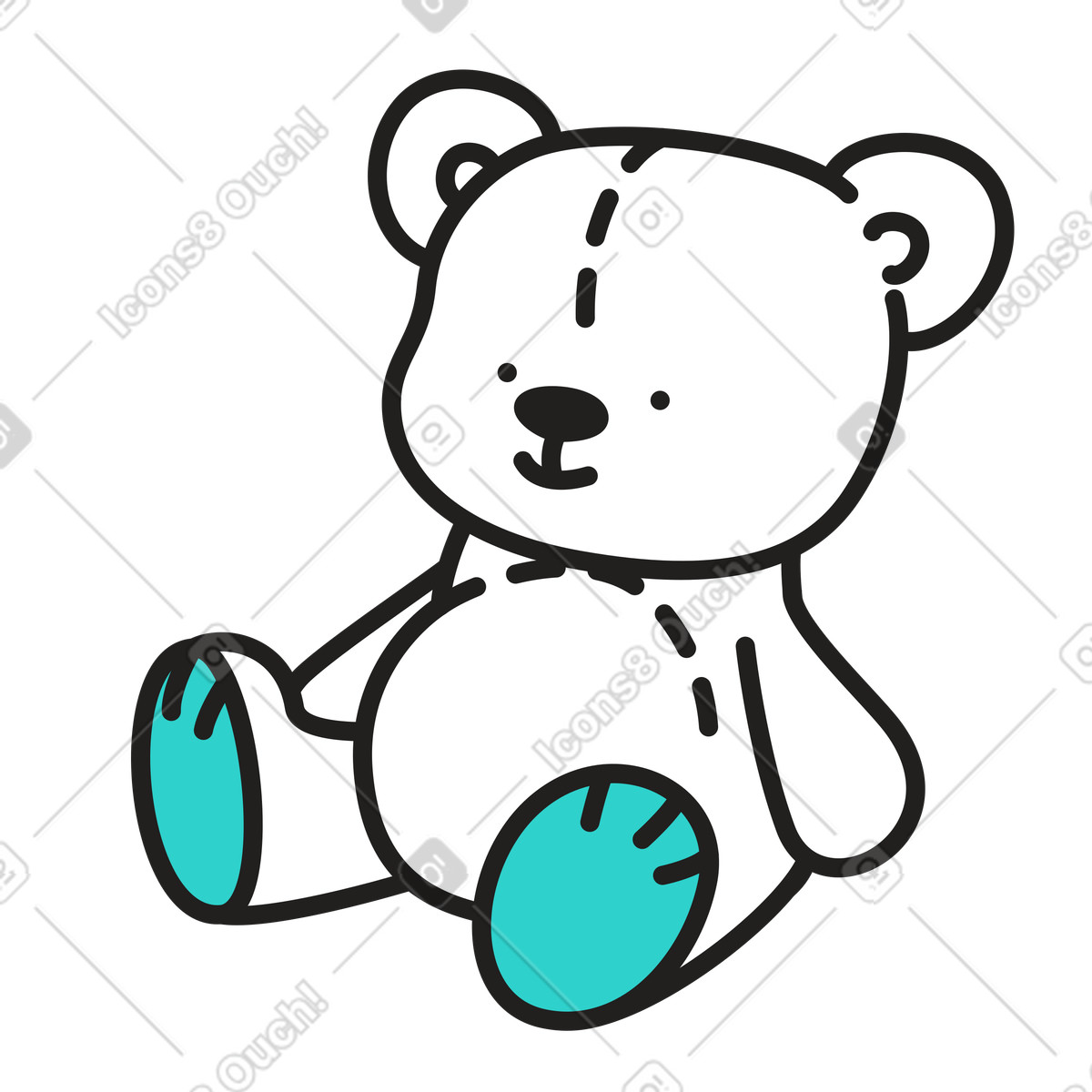 Child's toy, teddy bear illustration in Little style download in PNG, SVG