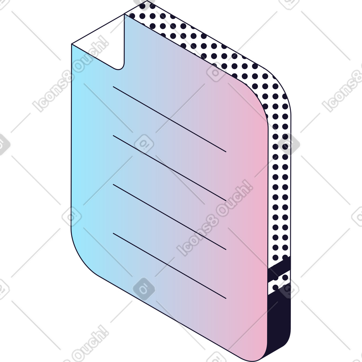 Document with folded angle illustration in Node style download in PNG, SVG