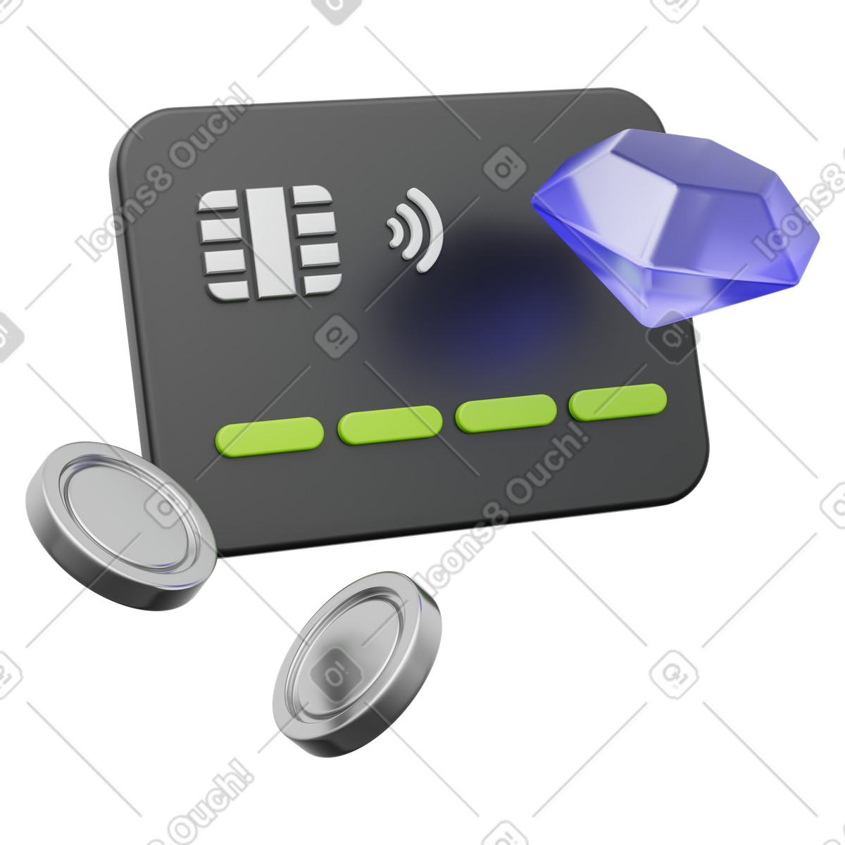 Financial rewards with premium payment card and diamond-Illustration im 3D Playful-Stil als Download in PNG, SVG