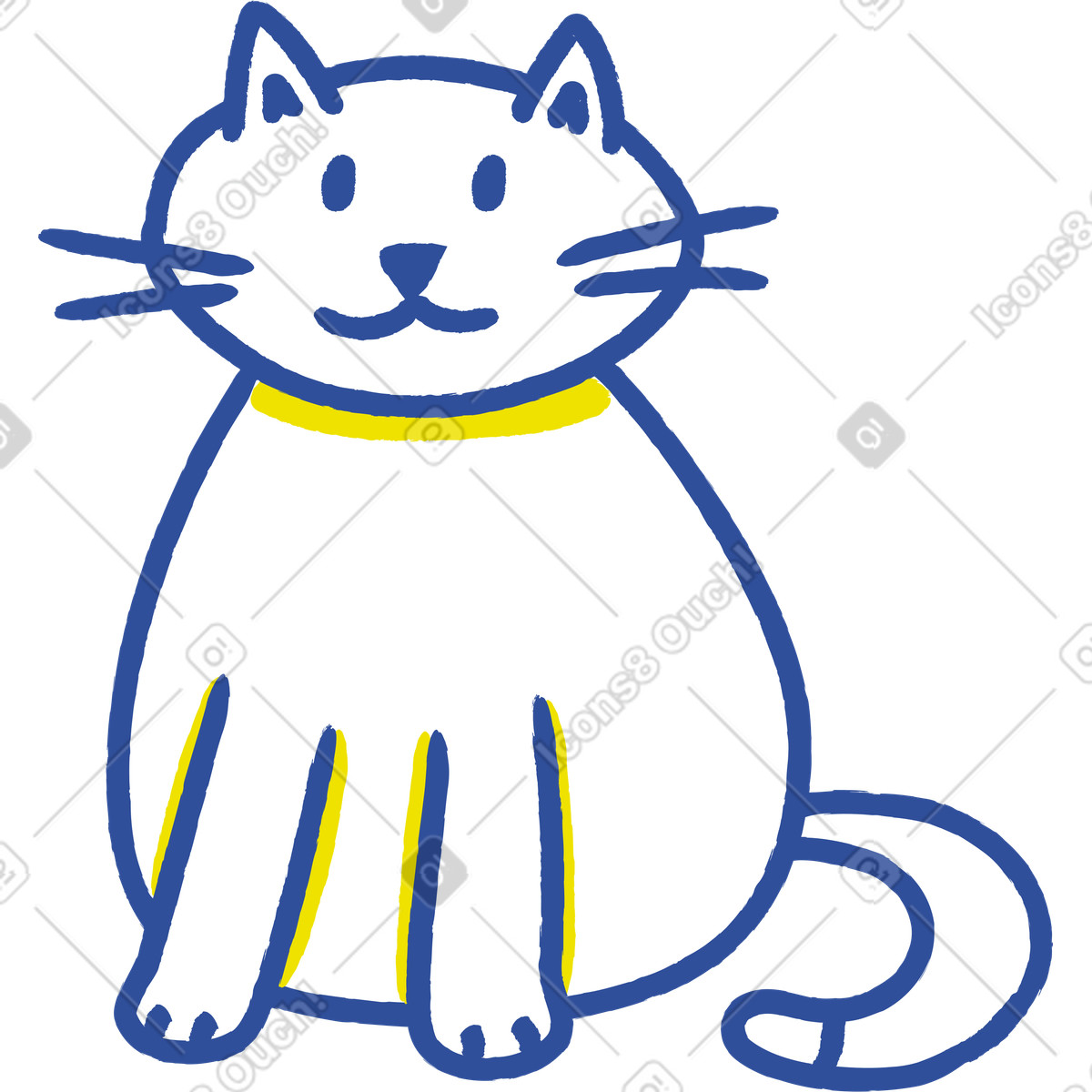 Lime スタイルの 白い猫が座っている のイラストをPNG、SVG形式でダウンロード