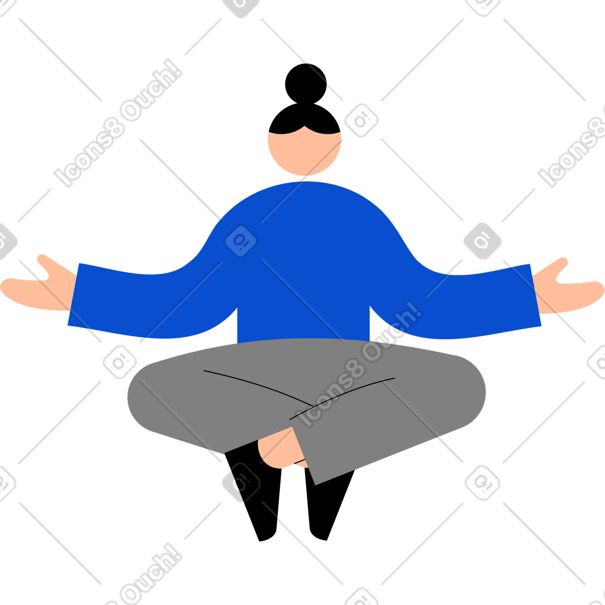 Illustration Jeune femme assise en position du lotus dans le style Tiny à télécharger aux formats PNG, SVG