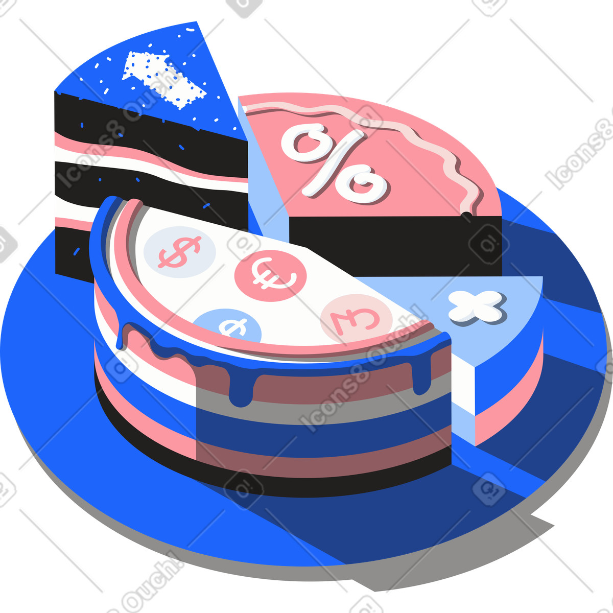 Kreisdiagramm kuchen-Illustration im Editorial-Stil als Download in PNG, SVG