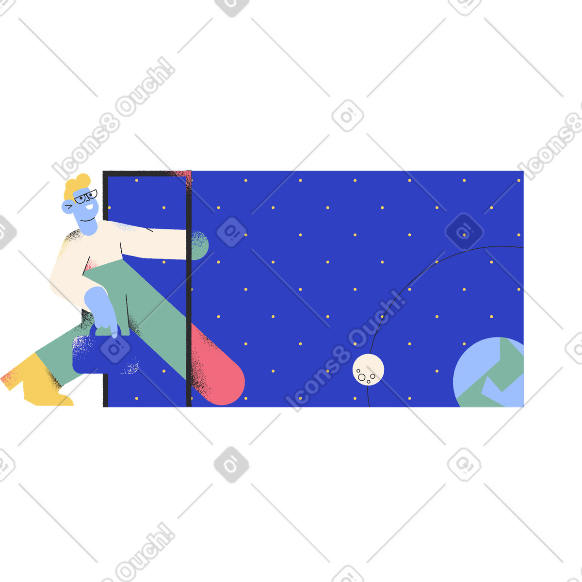 Viaggio intergalattico attraverso un portale spaziale illustrazione in stile Pablo scarica in PNG, SVG