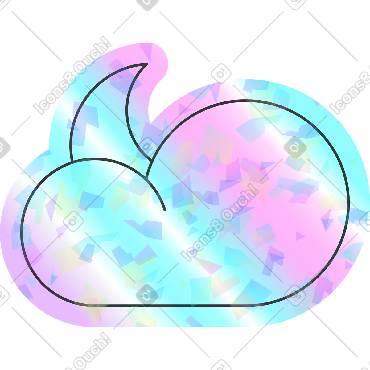 下载 Holostickers 风格的 阴天与月亮 插画，支持 PNG、SVG 格式