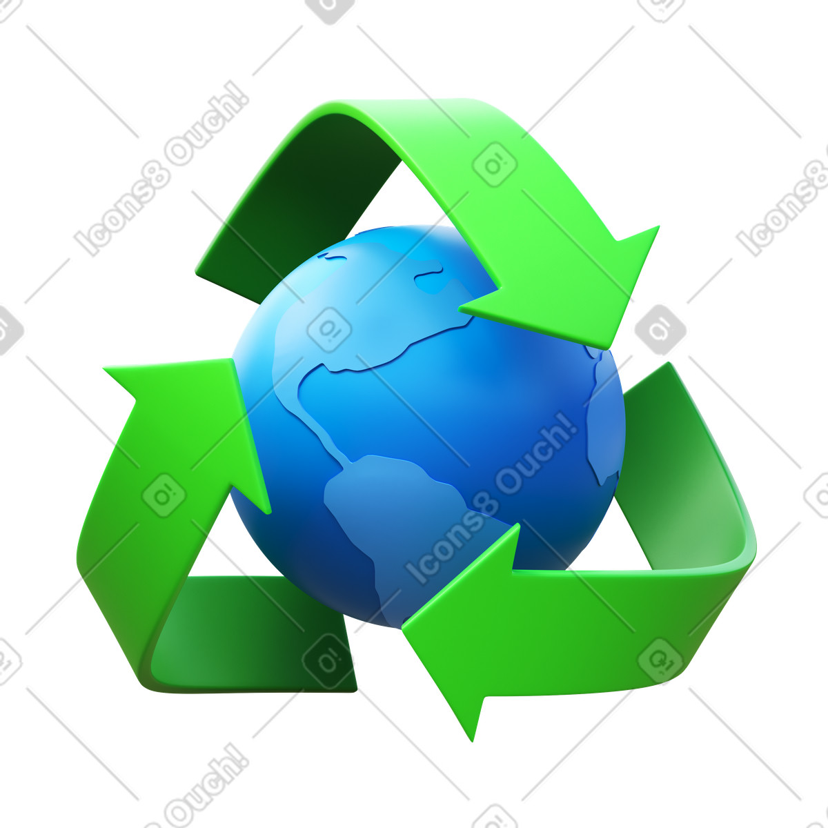 Recycling earth illustration in 3D Fluency style download in PNG, SVG
